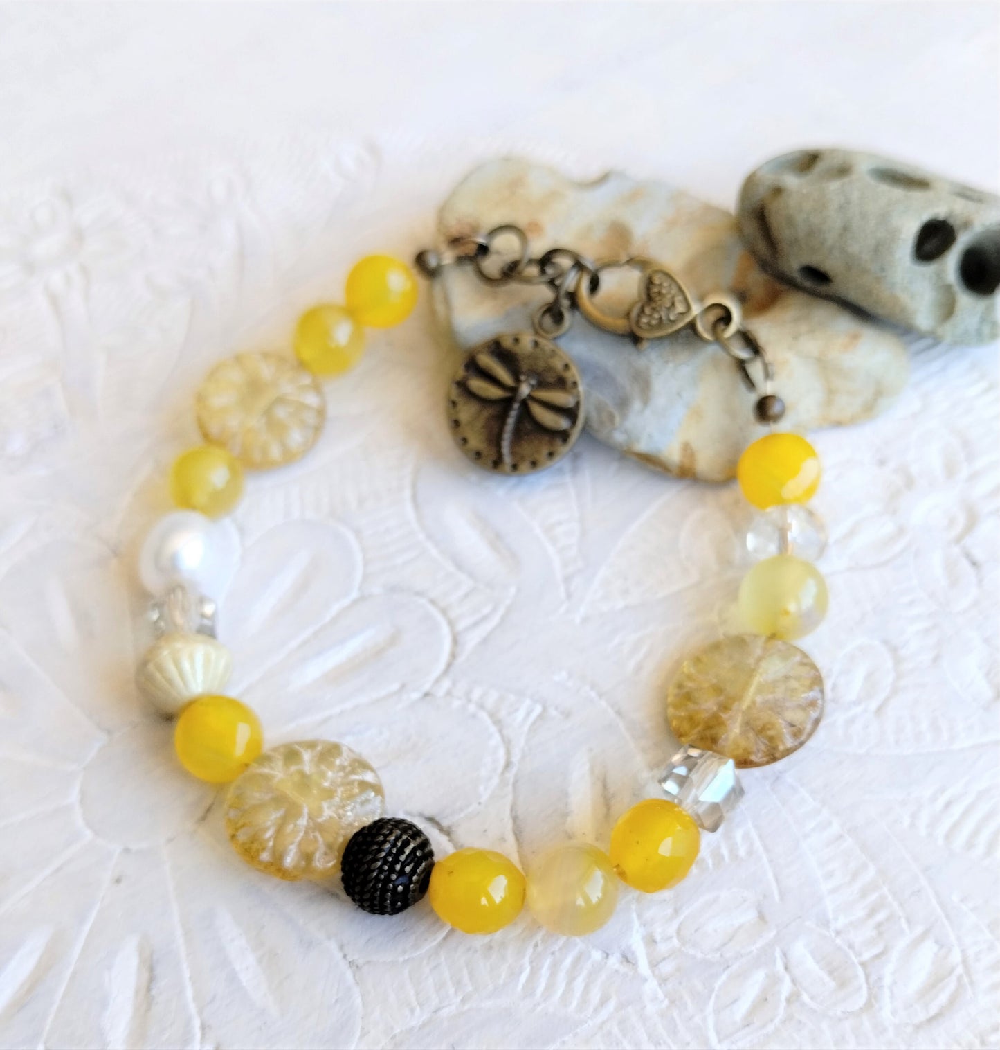 Yellow agate and citrine, prosperity bracelet, balance bracelet, yellow bracelet, protection bracelet