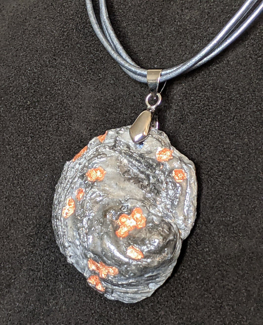 Blue oyster shell necklace, blue oyster necklace, oyster shell necklace, unique pendant, reversible necklace, oyster shell pendant