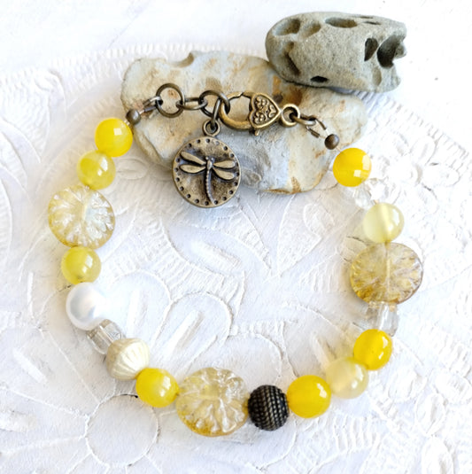 Yellow agate and citrine, prosperity bracelet, balance bracelet, yellow bracelet, protection bracelet
